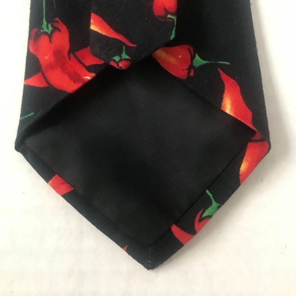 Tie Red Hot Chile Peppers on Black Cotton by Dem Crazy - Picture 4 of 10